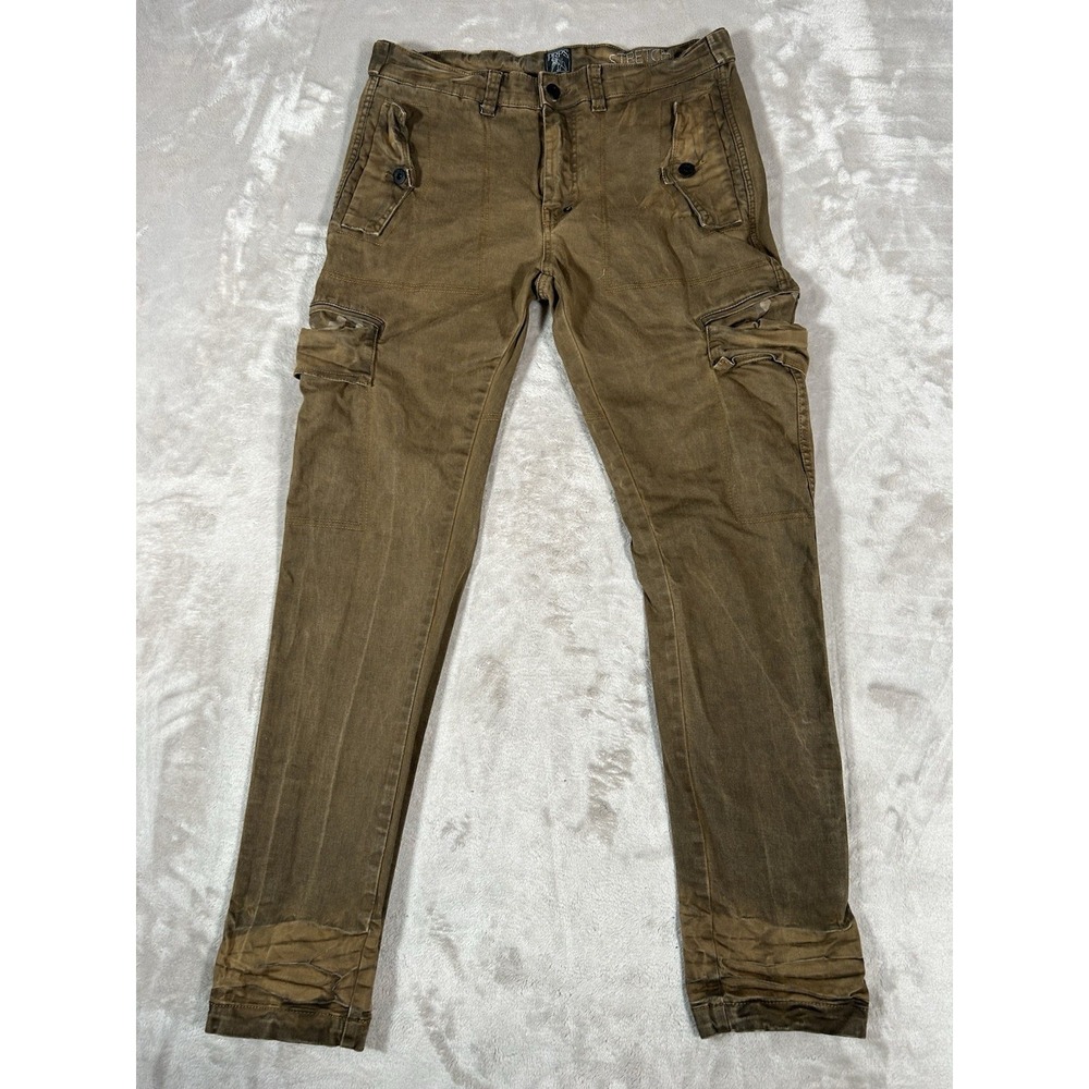 PRPS Cargo Pants Mens 32x32 Brown Adjustable Waist Distressed Military Y2K VTG